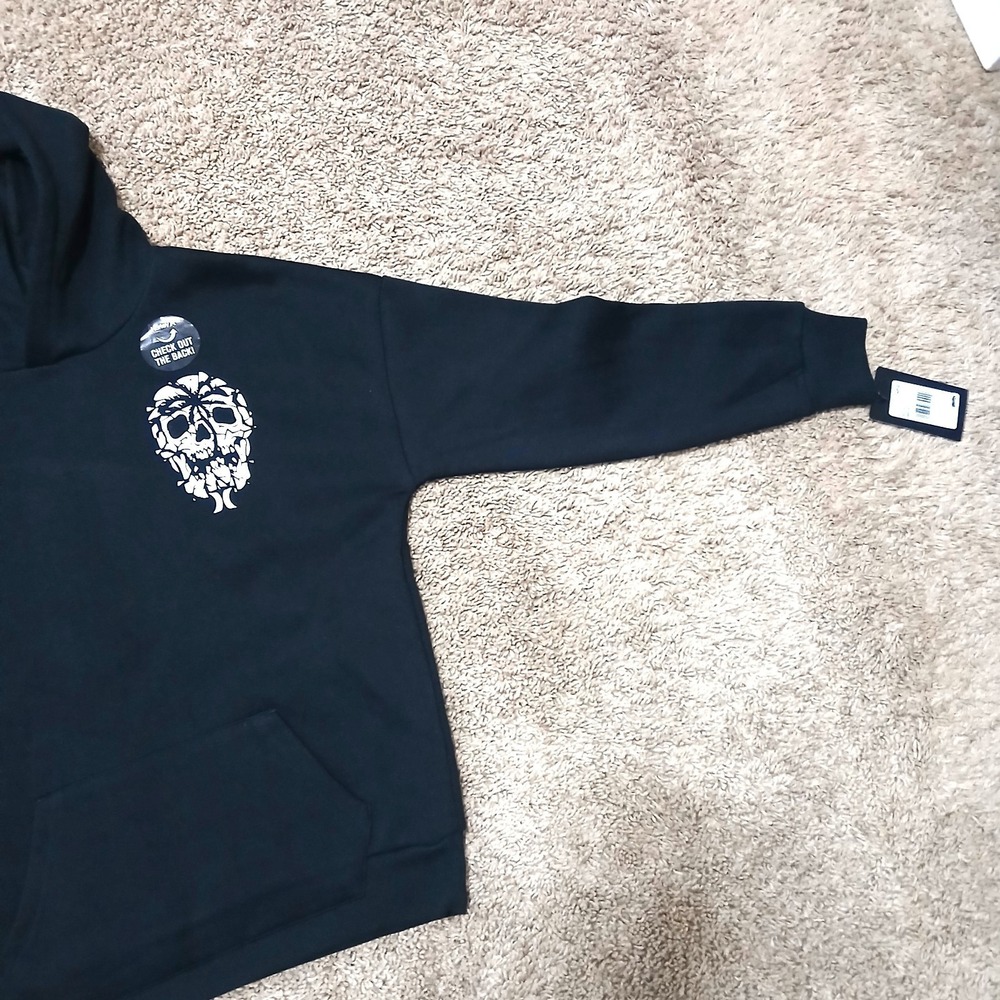 *NEW* HURLEY Sweatshirt Boy's Hoodie Pullover Size L Black F/B Graphic Designs - Picture 9 of 10